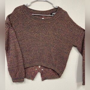 Express Rainbow Cable Knit Sweater – Cross-Back Cutout